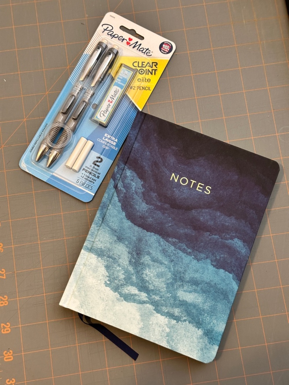 New Paper Mate Mechanical Pencil and  Used Threshold Notebook Blue Hardcover